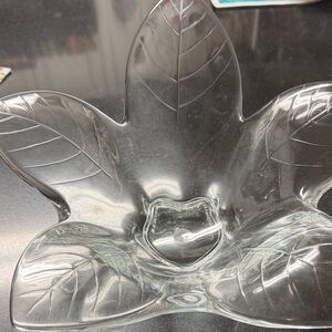 Clear Glass Leaf Bowl - Decorative Centerpiece